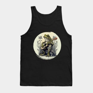 Cottagecore Frog With Acoustic Guitar Tank Top